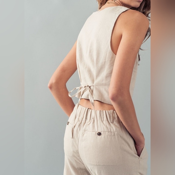 #391 🛑S,M Boho HOT PINK Linen Button Down Vest - Picture 8 of 12